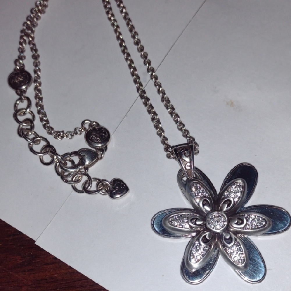 Brighton Silver and Black Floral Necklace
